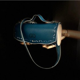 Resim Hakiki Deri, El Yapımı Bayan Çanta, Bayan Cüzdan Larissa V68 Kahverengi - Turkuaz 