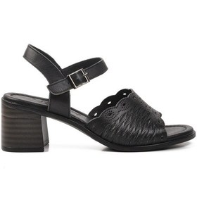 Resim Voyager 9758 Kadın Deri Sandalet Siyah 