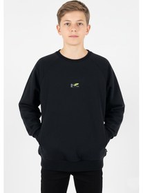 Resim Kanguru Cepli Baskılı Detaylı Erkek Çocuk Sweatshirt-90884 Siyah 