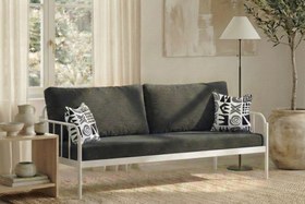 Resim Argimo Sofia Kırlentli Minderli Metal Karyola - 90x190 / Siyah / Antrasit 