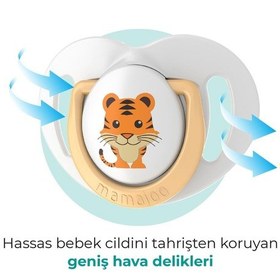 Resim Mamajoo Ortodontik Emzik Seti 0 Ay+ Ekru & Kaplan | İkili, Silikon, Damaklı |Sterilizasyon & Saklama Kabı 