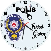 Resim Biresimden Polise Hediye Isimli Ofis Cam Duvar Saati 