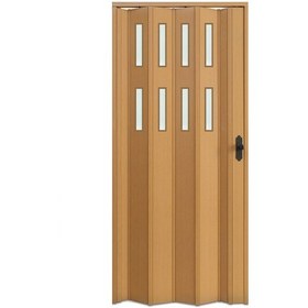 Resim Faran Dekorasyon 160 x 215 Meşe Renk Camlı Pvc Akordiyon Katlanır Kapı - FRNAKMODEL-69 