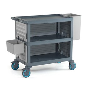 Resim Fantom Procart 221 3 Katlı Servis Arabası, Çatal Kaşık ve Atık Kovalı 