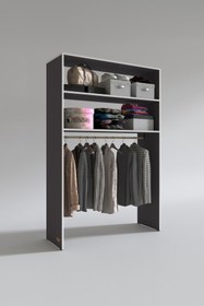 Resim Kenzlife Giysi Dolabı Hayrettin 180*120*40 Gri Gardırop Tekerlekli 