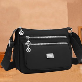 Resim Erkekler ve Kadınlar için Ayarlanabilir Askılı Unisex Günlük Naylon Çapraz Vücut Çantası, Çoklu Fermuarlı Bölmeler & Dekoratif Süs - Şık Siyah Seyahat Sırt Çantası, Güvenli Seyahat Kılıfı, Şık Fermuar Ayracımları, Dayanıklı Fermuar Kapatma 