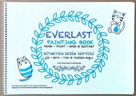 Resim Bitmeyen Resim Defteri Plastik Kapak Spiralli 25x35cm 4 Yaprak Everlast 6184 
