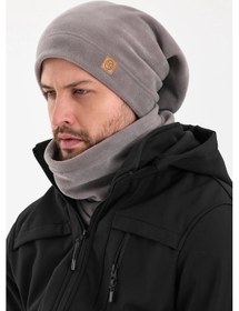 Resim Erkek Kadın %100 Mikro Polar Çift Katlı Winter's Coming Bere Boyunluk Takım - Standart / Gri-erkek Gri-erkek 