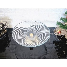 Resim Büyük Boy 31 Cm Yuvarlak Sunumluk & Servis Tabağı Döküm Kare Gold Ayak Beyaz 