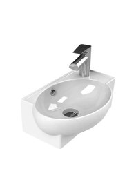 Resim Turkuaz Seramik Cerastyle Küçük Mini Köşe Lavabo 28 x 45 CM Ve Banyo Dolabı 