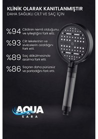Resim 2 Adet 6 Fonksiyonlu Filtreli Duş Başlığı 5adet Yedek Filtre Su Arıtmalı, Klor Ve Kireç Önleyici, Yüksek Basınçlı Gri - Siyah 
