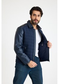 Resim Franko Armondi Klasik Erkek Deri Ceket E54-kd-2905-24145 Lacivert 