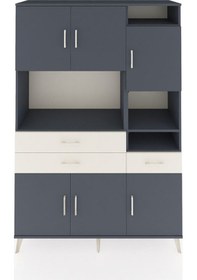 Resim Hyperion Dolap 10 Raflı 3 Çekmeceli 6 Kapaklı 132x44x195 Antrasit-antrasit/aytaşı Antrasıt/aytası - Antrasıt 