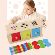 Resim 2 Yaş Çocuklar İçin Ahşap Eğitici Oyuncak: Şekil ve Renk Ayırma Bilişsel Geliştirme Kutusu 