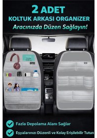 Resim Bod Ecolux Serisi Araba Oto Koltuk Arkası Eşya Düzenleyici Araç İçi Organizer 2'li Set Gri 