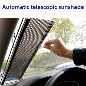 Resim 1 adet Otomatik Geri Çekilebilir Araba Güneşlik - Isıya Dayanıklı PVC Cam Örtüsü Yarı Şeffaf Ağ ile, Soğutma Sistemi Koruma ve İç Hava Kontrolü için Otomatik Rulo Tasarımı, Çoğu Araç için Uygun, Araba Güneşliği Geri Çekilebilir 