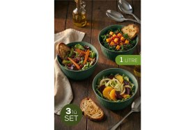 Resim Vienev 3'lü 1 Litre Plastik Karıştırma ve Saklama Kase Seti Yeşil 