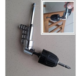 Resim Depolife Mandrenli Köşe Vidalama Delme Kör Nokta Aparatı 1/4 Hex Matkap Vidalama Adaptörü Altıgen Saplı 3lü 