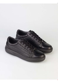 Resim Cabani Hakiki Deri Siyah Bağcıklı Erkek Spor Ayakkabı Siyah 