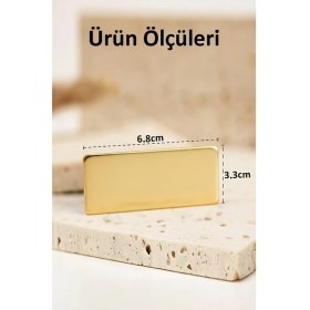 Resim ArtMaster Iğneli ve Klipsli Isimlik Altın Sarı 1 Adet Yaka Isimliği Personel Yaka Kartı Şirket Isimliği 68X33CM Işyeri Büro Ofis 