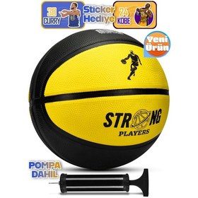 Resim Telvesse Strong Basketbol Topu Pompalı Full Kauçuk Dayanıklı Deep Channel Kabartma No:7 B12 Sarı 