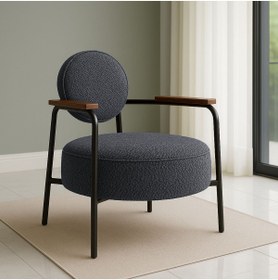 Resim Azra Mobilya Venüs Metal Ayaklı Modern Berjer Koltuk - Soft Kumaşlı, Renk Seçenekli, 60x60 cm ANTRASİT 