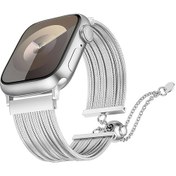 Resim iOs Watch Uyumlu 10 42mm Redclick Krd-137 Metal Hasır Bilezik Kadın Kordon 