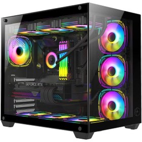 Resim Gametech Prime V2 Tuş Kontrollü Rgb Fan Gaming Bilgisayar Kasası (7 x 120 Mm) 