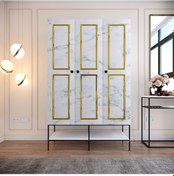 Resim Pasific Home Martin 3 Kapaklı Gardırop Elbise Dolabı, Beyaz& Beyaz Mermer 
