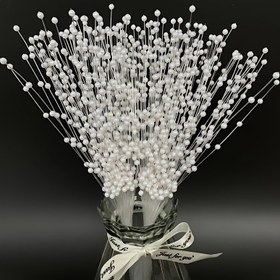Resim 60/150/200 adet Beyaz İnci Boncuklu Çubuklar - 4mm El Yapımı Çiçek Boncuğu İpleri DIY El Sanatları Buketleri, Düğün Dekoru, Noel Süslemeleri, Masa Düzenlemeleri ve Yapay Çiçek Vurguları ile Ev Parti Süslemeleri için 