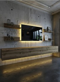 Resim Resital Ledli Duvara Monte Tv Sehpası - Ceviz - W6020-2 Ceviz 