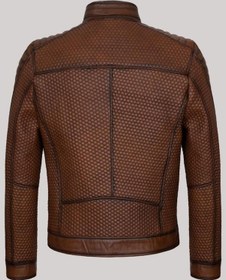 Resim Hakiki Kuzu Derisi Kahverengi Erkek Deri Mont Petek Desen Deri Ceket Kahverengi 