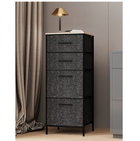 Resim Çok Amaçlı Dolap 4 Çekmeceli Komodin Sehpa Füme 1611 