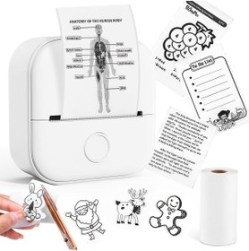 Resim Phomemo T02 Mini Taşınabilir Akıllı Cep Sticker Fotoğraf Yazıcı, Beyaz, Yapay Zeka Destekli Uygulama 