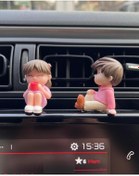 Resim bilmel Araba İçi Torpido Üstü Sevimli Oturan Çift Dekorasyon Biblo Aksesuar Torpido Süsü Sevgiliye Hediye 