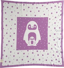 Resim Organik Triko Bebek Örtüsü, Penguen 80x90 , Lila 