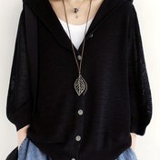 Resim Kadınlar için Hafif Kardigan - Üç Çeyrek Kollu, Düğmeli Ön ve Nefes Alabilir Yarı Şeffaf Kumaşlı Açık Ön Tasarım, Her Mevsim İçin Rahat Kesim, Düz Renkli Günlük Şık, Çok Yönlü Dış Giyim, Düğmeli Örgü, Orta Esneklik 