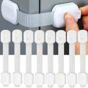 Resim 6-Pack/8-Pack Bebek Güvenliği Kilitleme Sistemleri – Güvenli, Hızlı, Kolay 3M Tutkalı Dolap Kilitleri, Vida ve Manyetik Olmadan, Çok Amaçlı Mobilya, Mutfak, Fırın, Tuvalet Kapağı İçin – Beyaz Plastik, Kurşun İçermeyen 