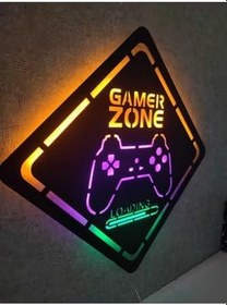 Resim Gamer Zone Led Işıklı Ahşap Tablo 70x70 cm, gamerzone170 