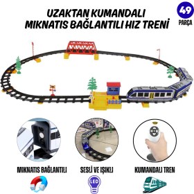 Resim Giffy Oyuncak Pilli Uzaktan Kumandalı 49 Parça Manyetik Tren Seti Vagonlar Mıknatıs Ile Bağlanır Sesli ve Işıklı 264 cm Ray Uzunluğu 