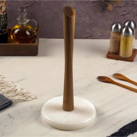 Resim Demy Craft Ceviz Ağacı Tezgah Üstü Kağıt Havluluk Mermer Altlıklı 