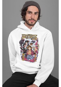 Resim Sevbano One Piece Karakterler Monkey D. Luffy Baskılı Unisex Oversize Ani beyaz 