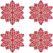 Resim Crackedice Kar Tanesi Amerikan Servisleri Süslemeleri Kırmızı Kar Tanesi Masa Örtüleri A 