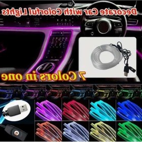 Resim Trendooze Turcoshop11 7 Renkli Rgb Led Şerit Araç İçi Aydınlatma 500cm Usb Güçlü Esnek Neon Sıcak Işık Tüp 