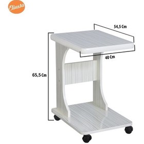 Resim Eliusta_Ticaret Eliusta %100 Mdf Tekerlekli C Yan Sehpa Koltuk Yanı Sehpa -Fırsat 