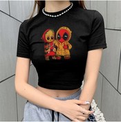Resim Touz Eysa Groot & Deadpool Baskılı Siyah Crop 