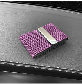 Resim Pembe Elmas Sürücü Belgesi Kart Tutucu Araba Ehliyet Kredi Kartı Saklama İç Çevirme Bayanlar Kızlar Araba Bling Aksesuarları 