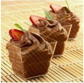 Resim Prizma Mini Mika Plastik Sunum Kabı Kübik Kase Kapaklı 200 cc - **12** Adet 