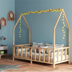 Resim zerkaconcept Ferizay Doğal Ahşap Montessori Çocuk Karyola Ithal Çam 120*200 my15029 