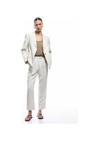 Resim Koton Modal Cupro Kumaş Pile Detaylı Cepli Yüksek Bel Geniş Paça Kumaş Pantolon Taş 5sak40067pw Taş 